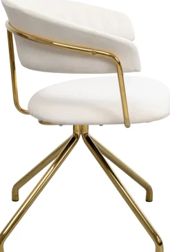 Krzesło Obrotowe Aksamitne Kremowe Nogi Złote 57x78 Cm*KARE Design New