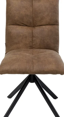 Krzesło Obrotowe Pikowane Brązowe Nogi Stal Czarne 51x92 Cm*KARE Design Outlet