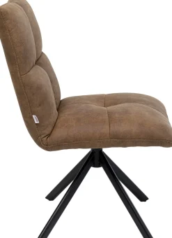Krzesło Obrotowe Pikowane Brązowe Nogi Stal Czarne 51x92 Cm*KARE Design Outlet