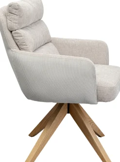 Krzesło Obrotowe Tapicerowane Beżowoszare Z Podłokietnikami Nogi Drewniane 59x89 Cm*KARE Design Online