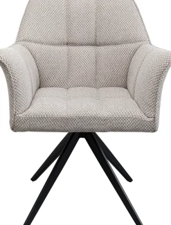 Krzesło Obrotowe Z Podłokietnikami Tapicerowane Szare Nogi Czarne 65x85 Cm*KARE Design New
