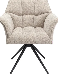Krzesło Obrotowe Z Podłokietnikami Tapicerowane Beżowe Nogi Czarne 66x84 Cm*KARE Design Sale