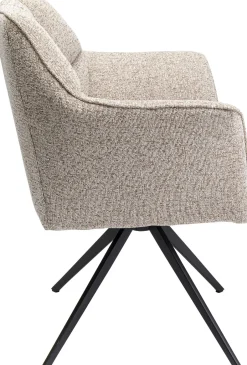 Krzesło Obrotowe Z Podłokietnikami Tapicerowane Beżowe Nogi Czarne 66x84 Cm*KARE Design Sale