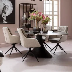 Krzesło Obrotowe Z Podłokietnikami Amira 50x87 Cm Beżowe*KARE Design Discount