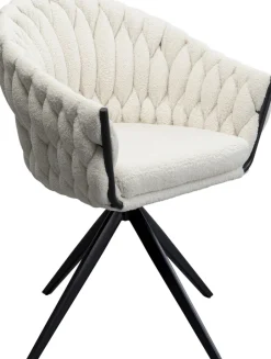 Krzesło Obrotowe Z Podłokietnikami Białe Nogi Czarne Ze Stali 62x78 Cm*KARE Design Outlet
