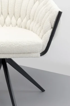 Krzesło Obrotowe Z Podłokietnikami Białe Nogi Czarne Ze Stali 62x78 Cm*KARE Design Outlet