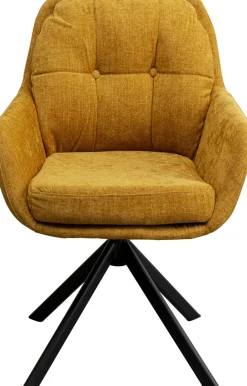 Krzesło Obrotowe Z Podłokietnikami Pikowane żółte Nogi Czarne Stalowe 69x87 Cm*KARE Design Outlet