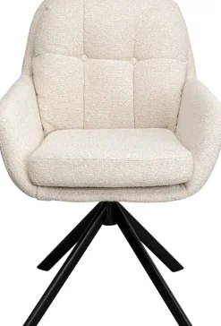 Krzesło Obrotowe Z Podłokietnikami Pikowane Beżowe Nogi Czarne Stalowe 69x87 Cm*KARE Design