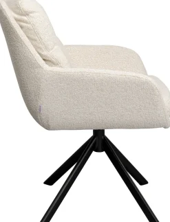 Krzesło Obrotowe Z Podłokietnikami Pikowane Beżowe Nogi Czarne Stalowe 69x87 Cm*KARE Design