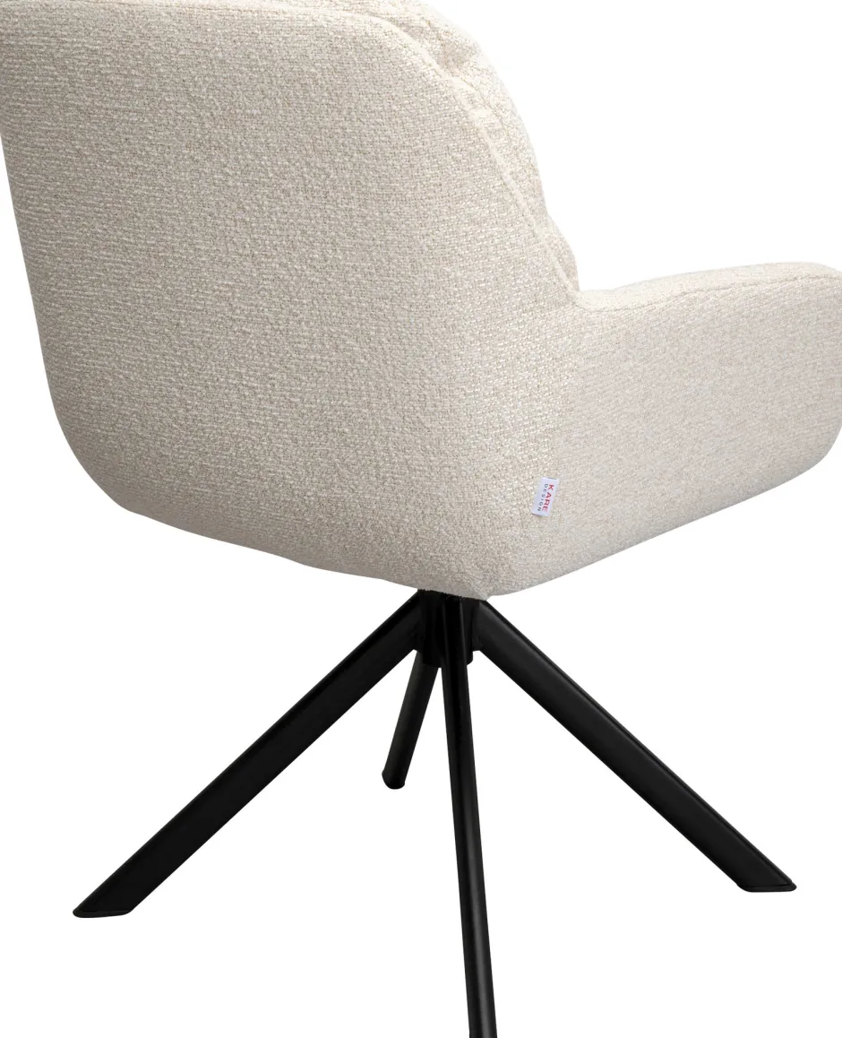Krzesło Obrotowe Z Podłokietnikami Pikowane Beżowe Nogi Czarne Stalowe 69x87 Cm*KARE Design