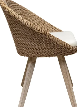 Krzesło Ogrodowe Naturalne Rattanowe Nogi Drewniane Akacjowe 63x81 Cm*KARE Design Discount