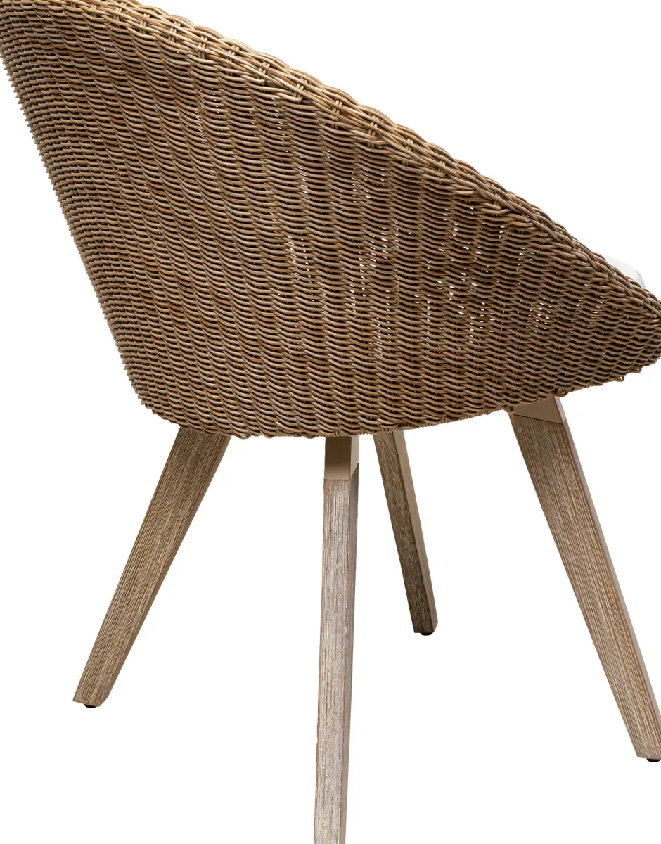 Krzesło Ogrodowe Naturalne Rattanowe Nogi Drewniane Akacjowe 63x81 Cm*KARE Design Discount