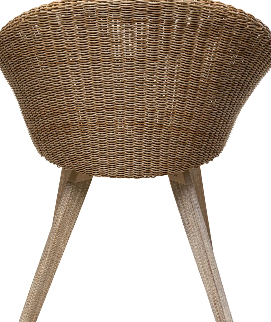 Krzesło Ogrodowe Naturalne Rattanowe Nogi Drewniane Akacjowe 63x81 Cm*KARE Design Discount