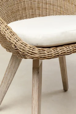 Krzesło Ogrodowe Naturalne Rattanowe Nogi Drewniane Akacjowe 63x81 Cm*KARE Design Discount