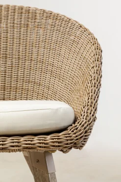 Krzesło Ogrodowe Naturalne Rattanowe Nogi Drewniane Akacjowe 63x81 Cm*KARE Design Discount