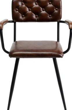 Krzesło Skórzane Brązowe Z Podłokietnikami 53x79 Cm Nogi Czarne*KARE Design Outlet