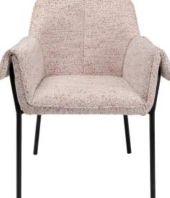 Krzesło Z Podłokietnikami Beżowe Z Czarnymi Nogami Ze Stali 70x85 Cm*KARE Design Best