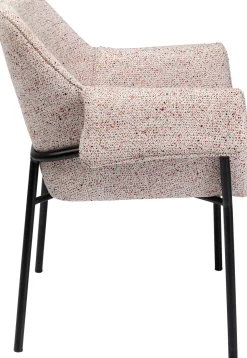Krzesło Z Podłokietnikami Beżowe Z Czarnymi Nogami Ze Stali 70x85 Cm*KARE Design Best