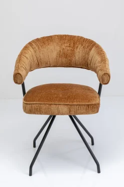 Krzesło Z Podłokietnikami Obrotowe W Kolorze Brązowym Nogi Czarne 58x78 Cm*KARE Design Online