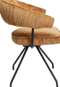 Krzesło Z Podłokietnikami Obrotowe W Kolorze Brązowym Nogi Czarne 58x78 Cm*KARE Design Online