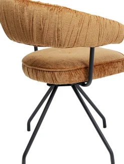 Krzesło Z Podłokietnikami Obrotowe W Kolorze Brązowym Nogi Czarne 58x78 Cm*KARE Design Online