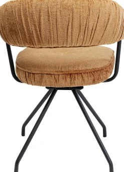Krzesło Z Podłokietnikami Obrotowe W Kolorze Brązowym Nogi Czarne 58x78 Cm*KARE Design Online