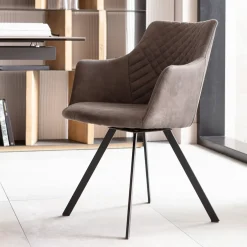 Krzesło Z Podłokietnikami Obrotowe Tapicerowane 53x84 Cm Antracytowe*KARE Design Online