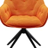 Krzesło Z Podłokietnikami Obrotowe Pikowane Pomarańczowe Nogi Czarne 64x81 Cm*KARE Design