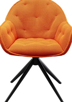 Krzesło Z Podłokietnikami Obrotowe Pikowane Pomarańczowe Nogi Czarne 64x81 Cm*KARE Design