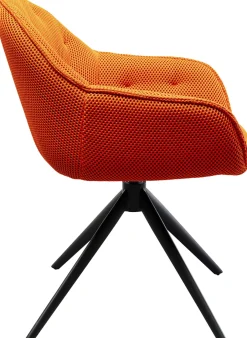 Krzesło Z Podłokietnikami Obrotowe Pikowane Pomarańczowe Nogi Czarne 64x81 Cm*KARE Design