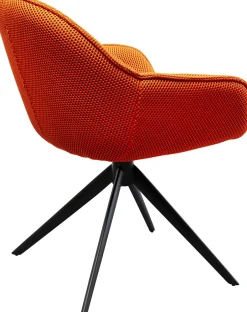 Krzesło Z Podłokietnikami Obrotowe Pikowane Pomarańczowe Nogi Czarne 64x81 Cm*KARE Design