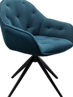 Krzesło Z Podłokietnikami Obrotowe Pikowane Niebieskie Nogi Czarne 64x81 Cm*KARE Design Outlet