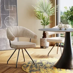 Krzesło Z Podłokietnikami Obrotowe W Kolorze Szarym Nogi Czarne 58x78 Cm*KARE Design Sale