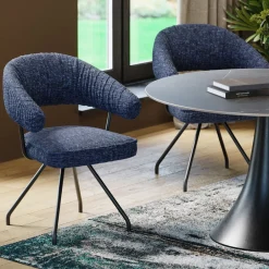 Krzesło Z Podłokietnikami Obrotowe W Kolorze Niebieskim Nogi Czarne 58x78 Cm*KARE Design Online