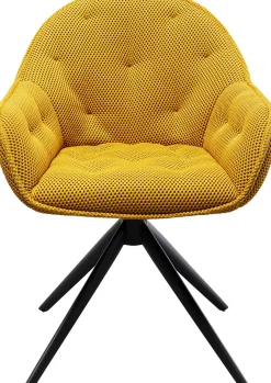 Krzesło Z Podłokietnikami Obrotowe Pikowane żółte Nogi Czarne 64x81 Cm*KARE Design Clearance