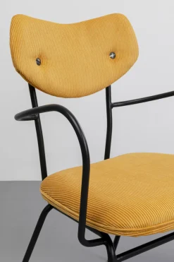 Krzesło Z Podłokietnikami żółte Z Czarną Stalową Ramą 59x82 Cm*KARE Design Online