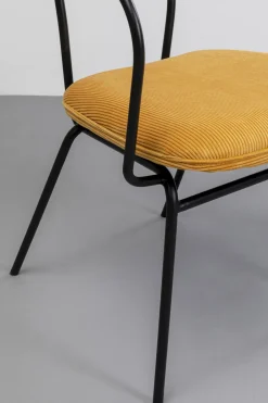 Krzesło Z Podłokietnikami żółte Z Czarną Stalową Ramą 59x82 Cm*KARE Design Online