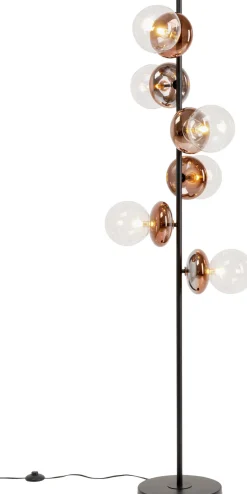 Lampa Podłogowa Czarna Klosze Szklane Transparentne I Miedziane 165 Cm*KARE Design Sale