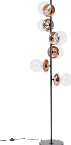 Lampa Podłogowa Czarna Klosze Szklane Transparentne I Miedziane 165 Cm*KARE Design Sale