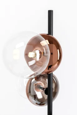 Lampa Podłogowa Czarna Klosze Szklane Transparentne I Miedziane 165 Cm*KARE Design Sale