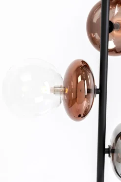 Lampa Podłogowa Czarna Klosze Szklane Transparentne I Miedziane 165 Cm*KARE Design Sale