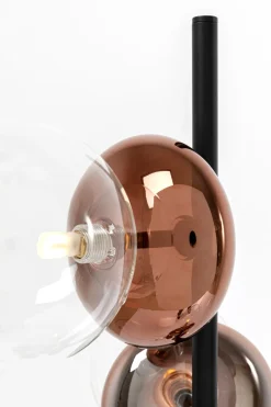 Lampa Podłogowa Czarna Klosze Szklane Transparentne I Miedziane 165 Cm*KARE Design Sale