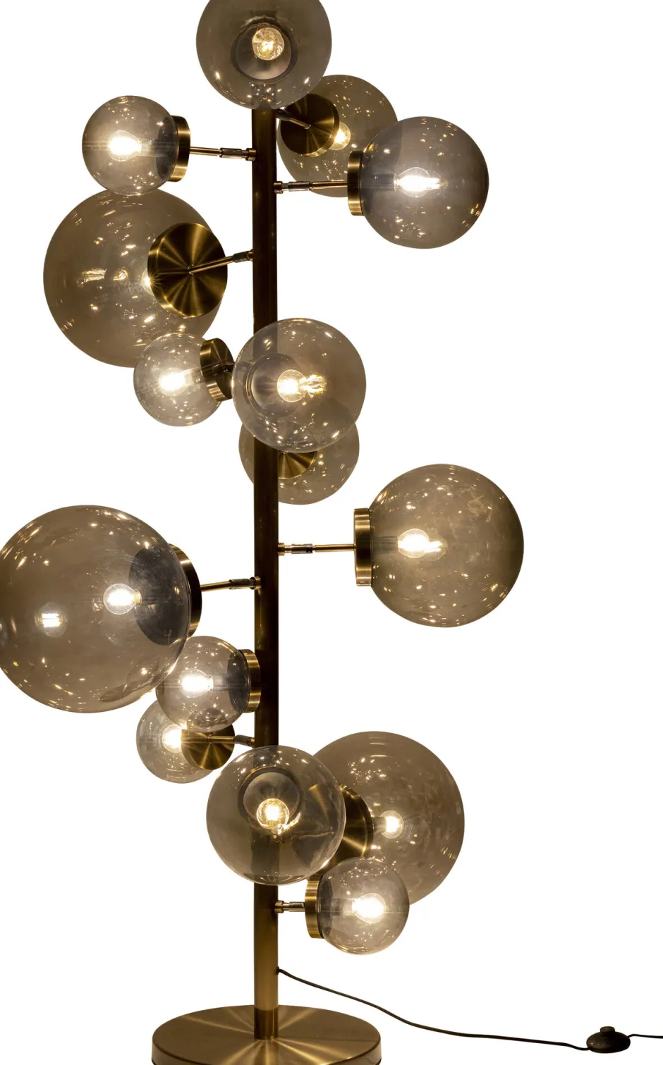 Lampa Podłogowa Duża Złota Klosze Szklane Kule Przydymione 160 Cm*KARE Design Online