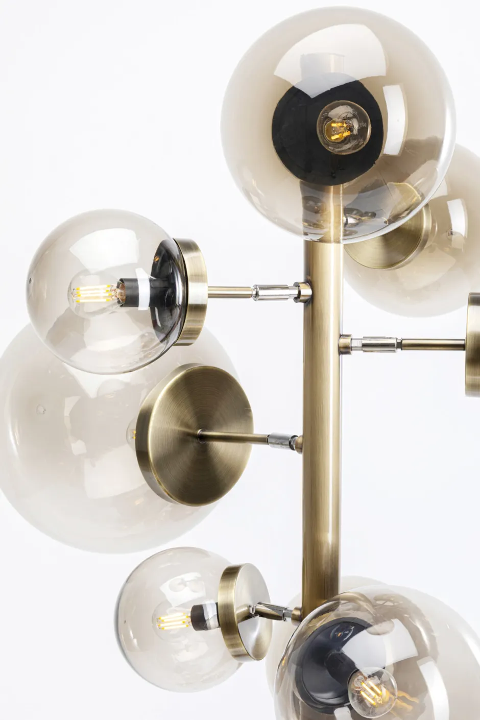 Lampa Podłogowa Duża Złota Klosze Szklane Kule Przydymione 160 Cm*KARE Design Online