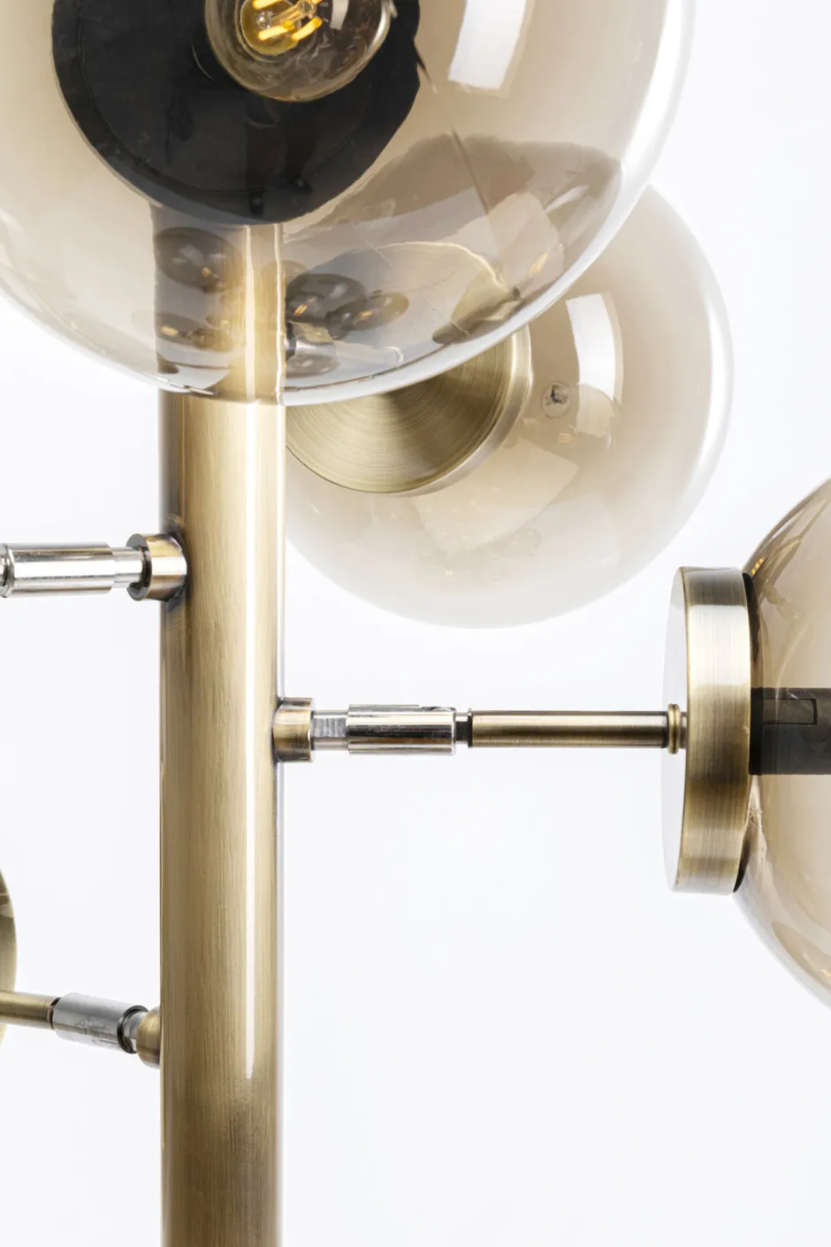 Lampa Podłogowa Duża Złota Klosze Szklane Kule Przydymione 160 Cm*KARE Design Online