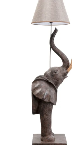 Lampa Podłogowa Motyw Zwierzęcy Słoń 154 Cm Abażur Beżowy Lniany*KARE Design Online