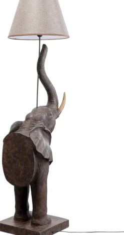 Lampa Podłogowa Motyw Zwierzęcy Słoń 154 Cm Abażur Beżowy Lniany*KARE Design Online