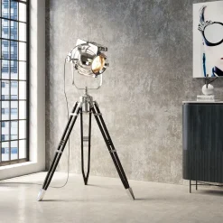 Lampa Podłogowa Movie 230 Cm Trójnóg Drewno Mango I Aluminium*KARE Design Outlet