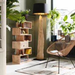 Lampa Podłogowa Nature Straight 52x171 Cm Czarno-drewniana*KARE Design Outlet