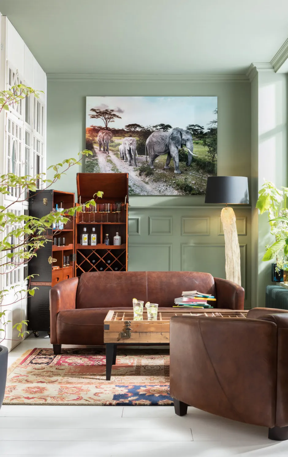 Lampa Podłogowa Nature Straight 52x171 Cm Czarno-drewniana*KARE Design Outlet